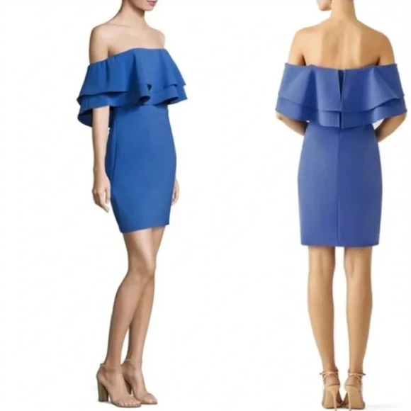 Parker Black Label Bloomingdale’s Off The Shoulder Formal Cocktail Dress Size 2 - Picture 2 of 13